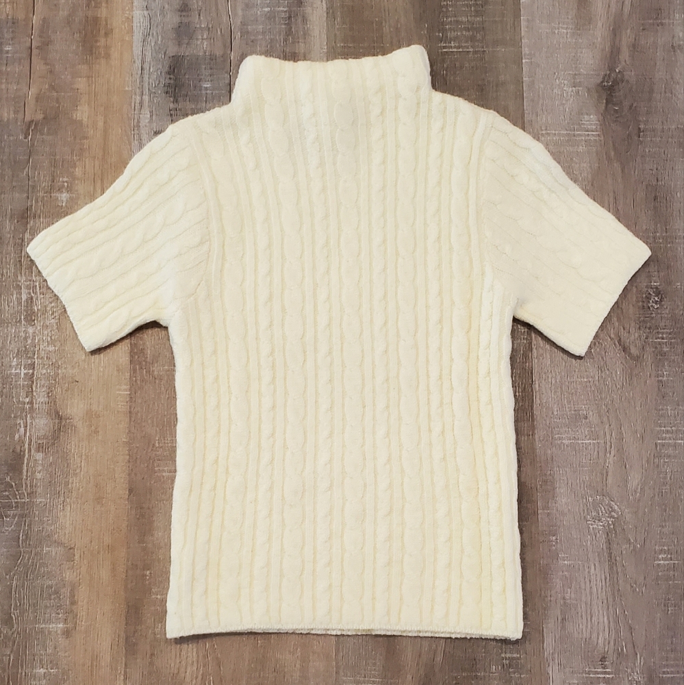 Vintage 90s Y2K Sweater Takeout Short Sleeve Crop Sweater Cable Knit L USA Made